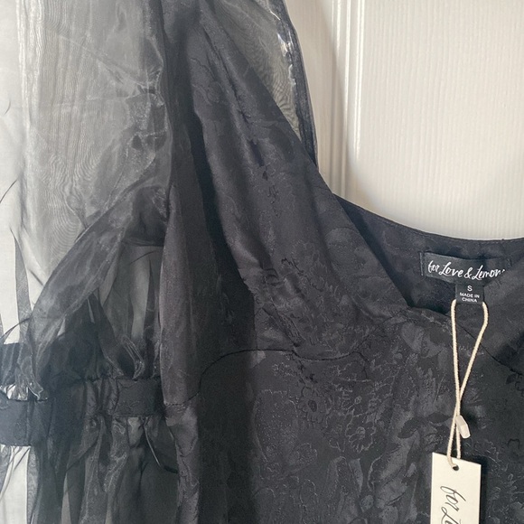 For Love & Lemons Gabrielle Puff Sleeve Mini Dress Black - Picture 6 of 13